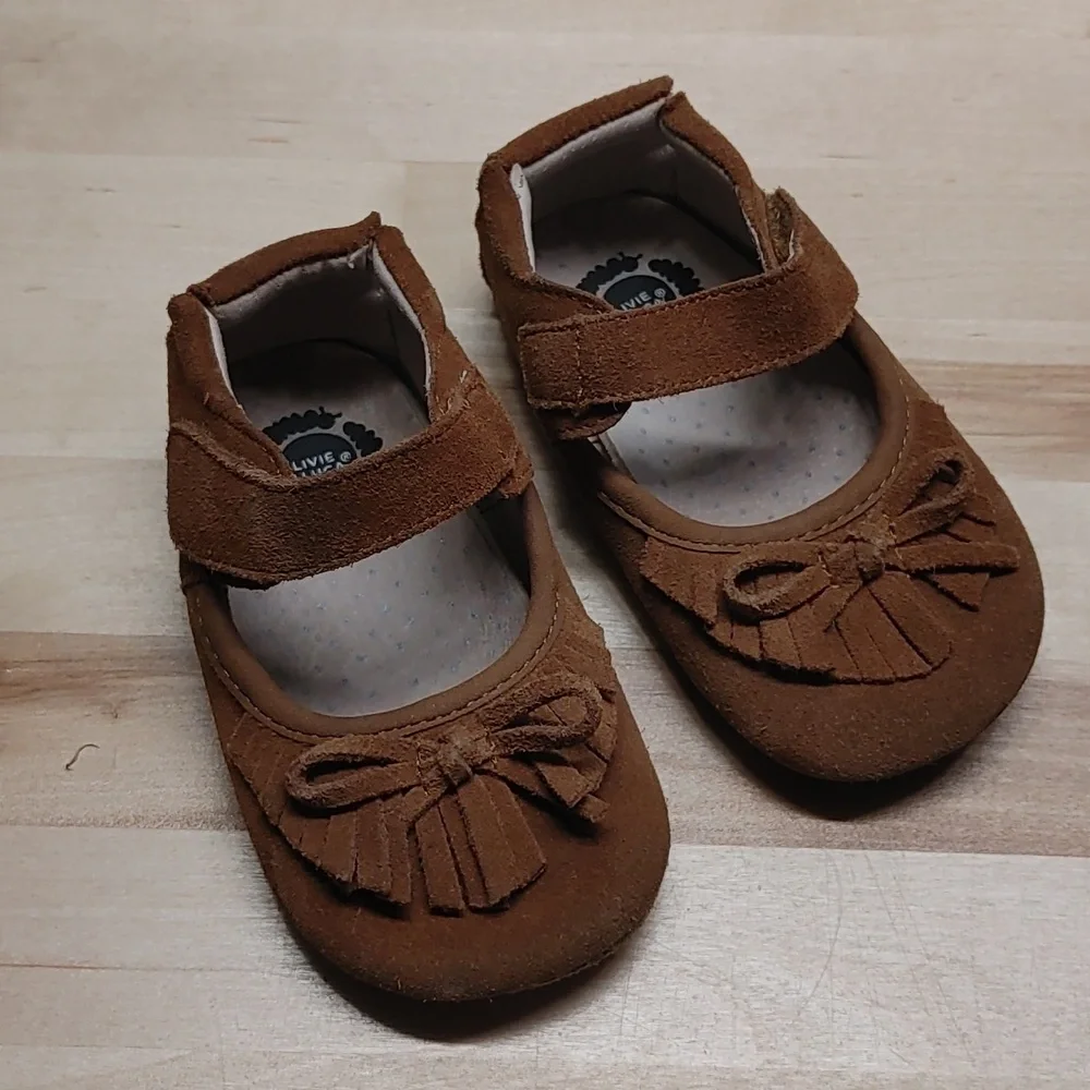 Livie & Luca Suede Moccasin Mary Jane Toddler shoes size 18-24 months
